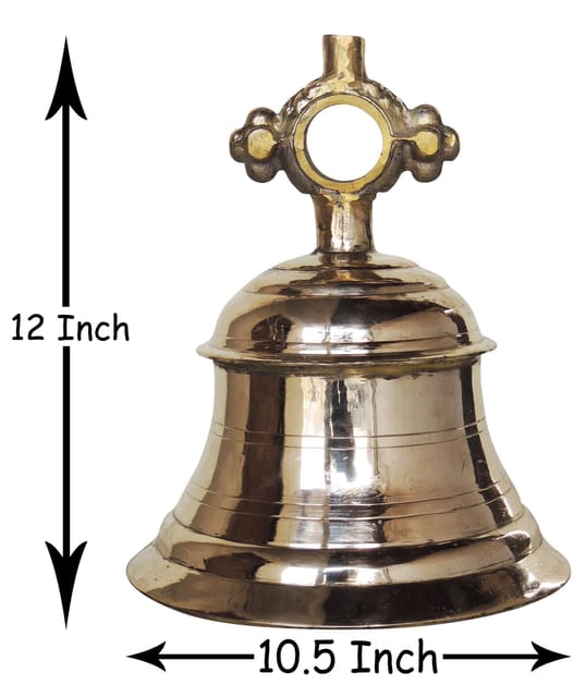 Brass Temple Hanging Bell ,Ghanta (10 Kg) - 10.5*10.5*12 inch (Z493 N)