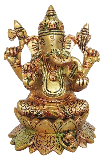 Brass Showpiece Ganesh Ji God Idol Statue - 4*3.5*5.5 Inch (BS1411 G)