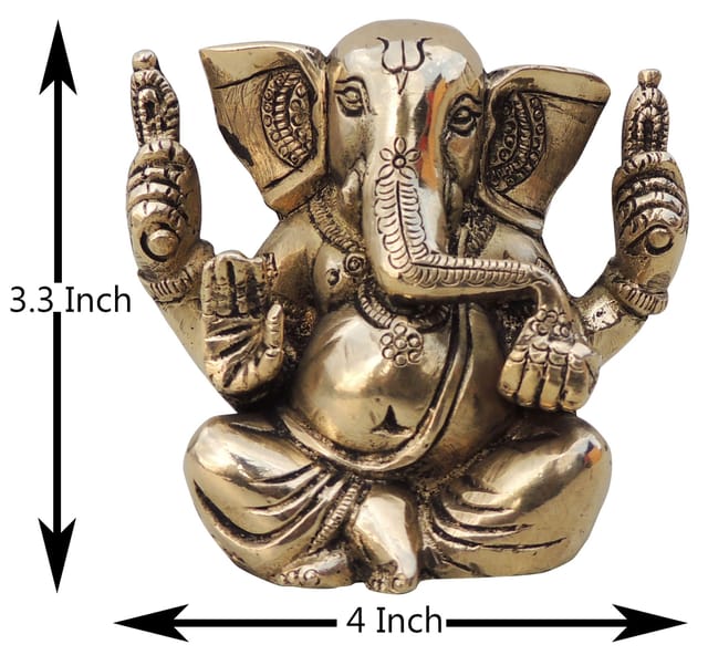 Brass Showpiece Ganesh Ji Statue -4*2.2*3.3 Inch (BS1241 D)