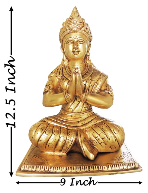 12.5 Inches Goddess Lakshmi Brass Idol, Pooja Statue