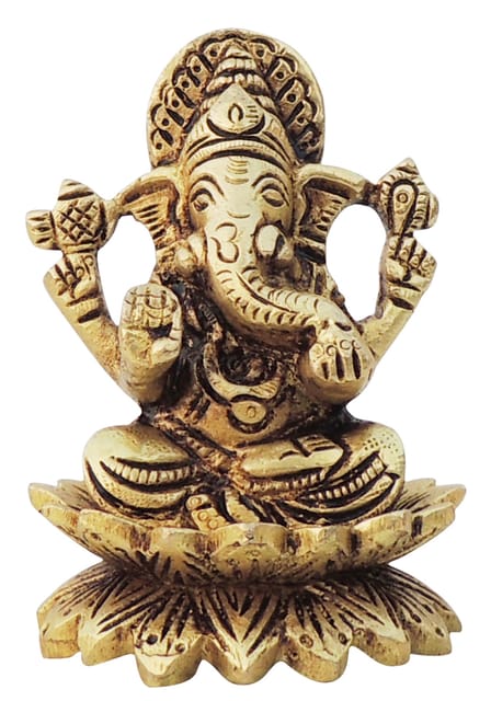 Brass Showpiece Ganesh Ji God Idol Statue - 2*2*3 Inch (BS1604 G)