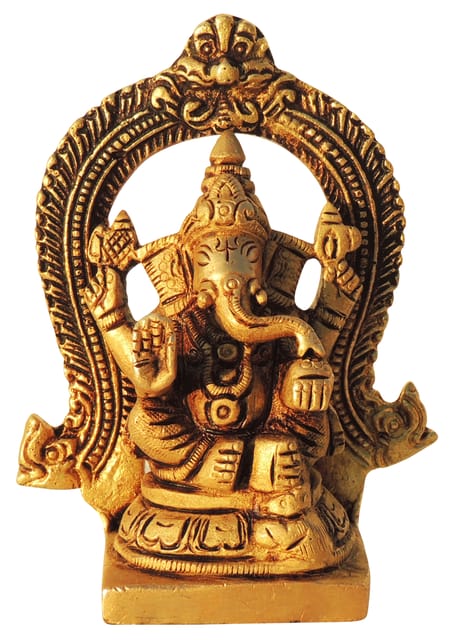 Brass Showpiece Ganesh Ji God Idol Statue - 3*1.5*4 Inch (BS1447 G)