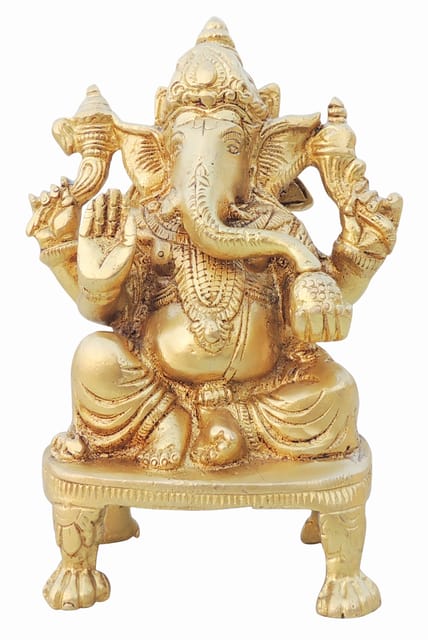 Brass Showpiece Ganesh Ji God Idol Statue - 4*2.3*6 Inch (BS1624 G)