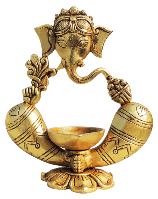 Brass Showpiece Ganesh Deepak God Idol Statue - 6*3*7 Inch (BS1656 D)