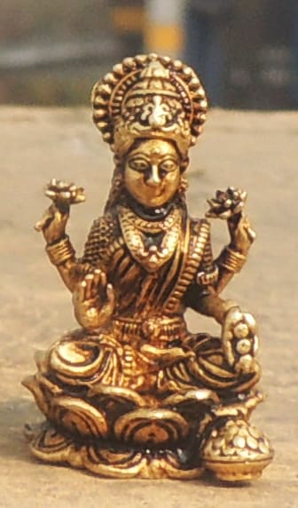 Brass Showpiece Laxmi Ji God Idol Statue - 0.6*0.6*1.1 Inch (BS1686 L)