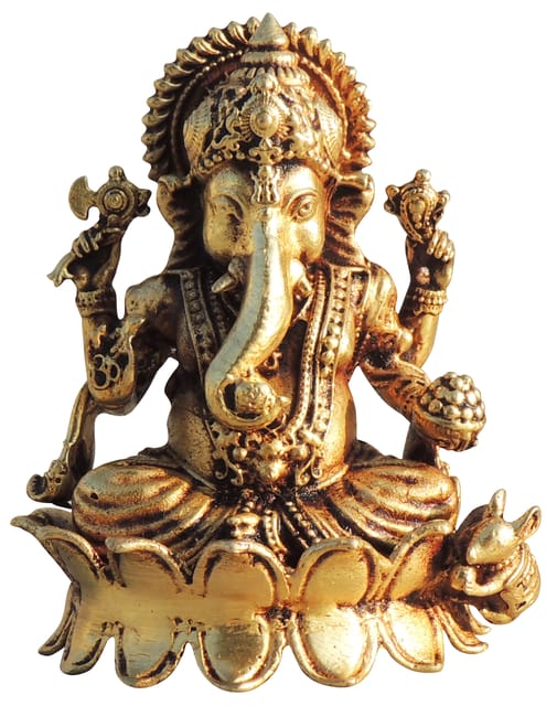 Brass Showpiece Ganesh Ji God Idol Statue - 2.2*2*2.5 Inch (BS1704 G)