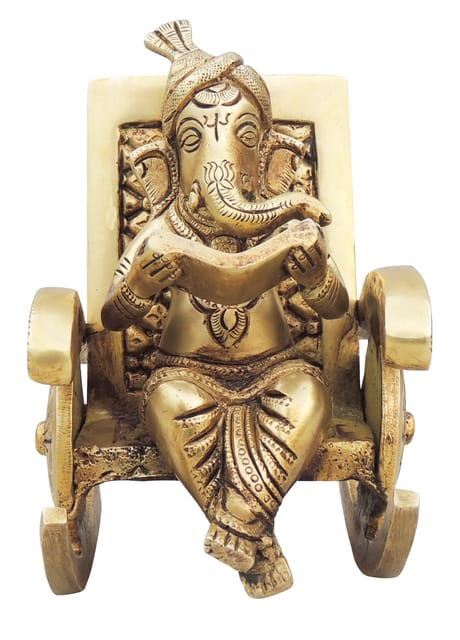 Brass Showpiece Ganesh Ji God Idol Statue - 4.2*4*6 Inch (BS1262 C)
