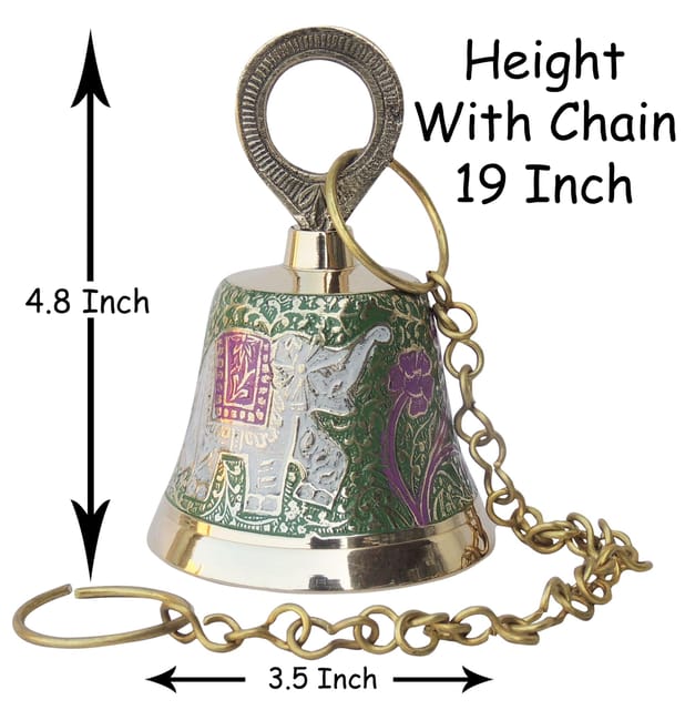 Brass Hanging Temple Pooja Bell, Hanging Bell - 3.5*3.5*4.8 inch (F641 A)