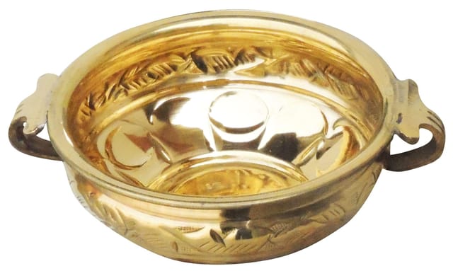 Brass Urli with Handwork Diameter 6.5 inch (F574 A) - 8*6.5*3 inch (F574 A)