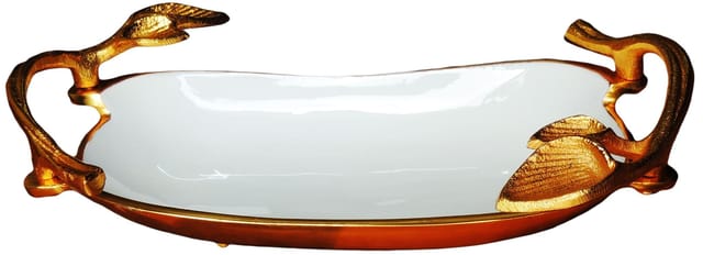Decorative Tray Gold & White - 13*8*3 inch (A3179/13)