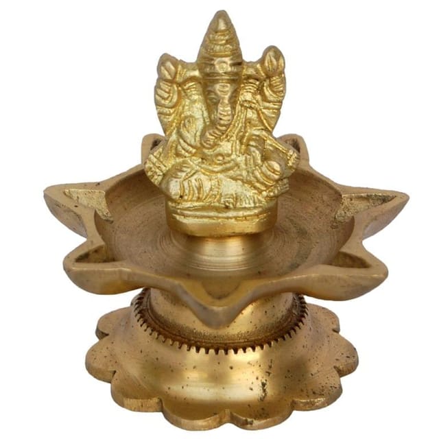 Brass Table Decor Ganesha Oil Lamp Deepak 7 Wicks - 3*3*3 inch (BS1178 A)