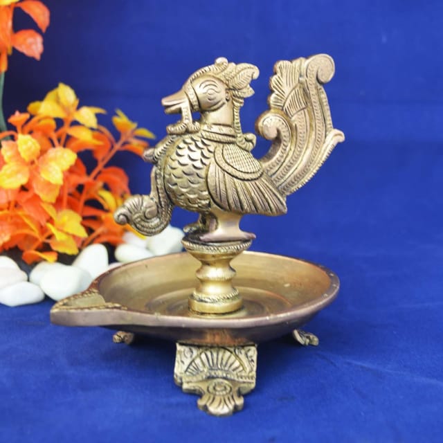 Brass Cock (Murga) Oil Lamp Deepak  - 5*4*5.2 inch (BS1162 A)