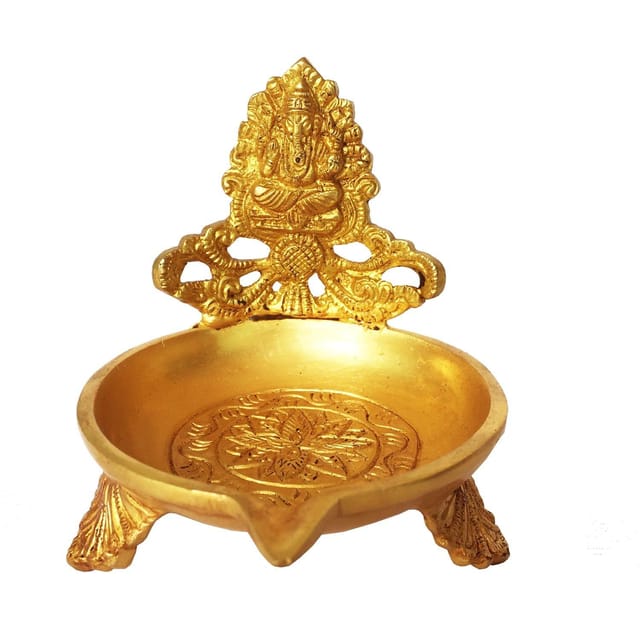 Brass Table Decor Ganesh Oil Lamp Deepak  - 4*4*4 inch (BS1160 G)
