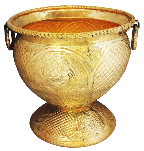Brass planter Pot Gamala Chatai Diameter 13 Inch weight 3 Kg (F597 C) - 13*13*13 inch (F597 C)