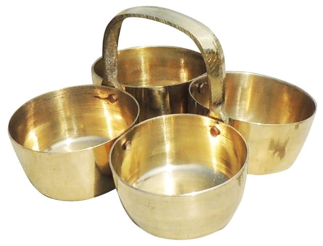 Brass Chokta Small 4 Bowl Combined - 3.4*3.4*2.2 inch (Z142 C)