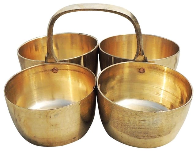 Brass Chokta Small 4 Bowl Combined - 3.6*3.6*2.3 inch (Z142 D)