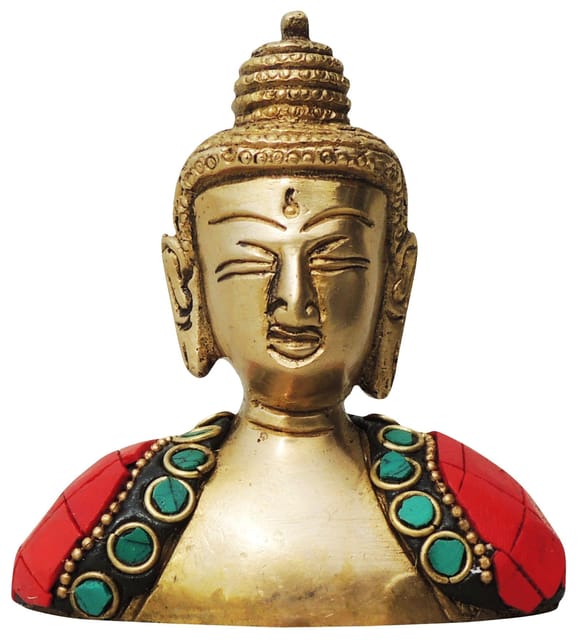 Brass Showpiece Buddha face Statue  - 3*1*3.5 inch (BS840 B)