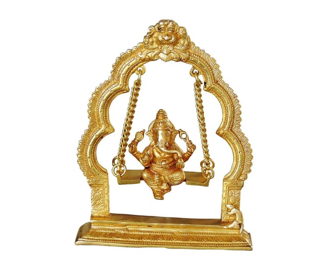 Brass Showpiece Ganesh Jhula God Idol Statue - 7.5*2.2*9.5 inch (BS1038 C)