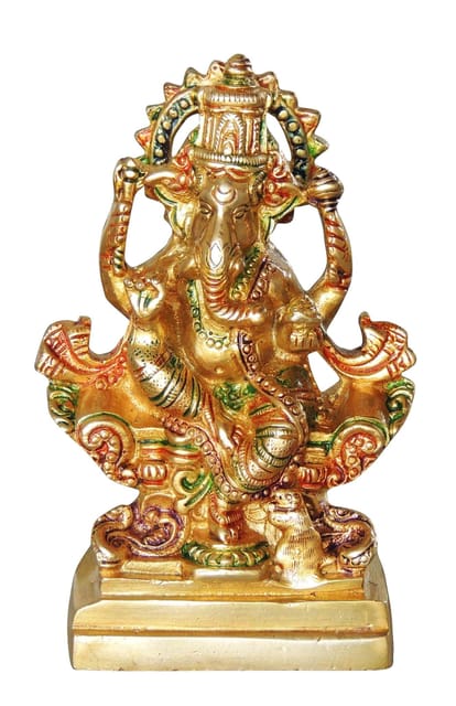 Brass Showpiece Ganesh Ji God Idol Statue - 3.8*2*6.8 inch (BS1064 G)