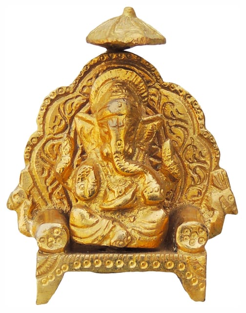 Brass Showpiece Ganesh Ji with Chatri God Idol Statue - 2.5*1*3 inch (BS415)