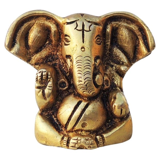 Brass Showpiece Ganesh Ji God Idol Statue - 2*0.8*1.8 inch (BS398)