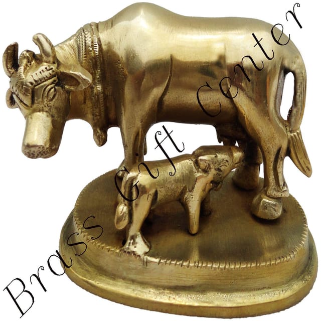 Brass Showpiece Gaye bachada Statue - 3.5*2.5*3 inch (BS391 A)