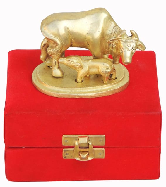 Brass Showpiece Cow Statue - 3*2*2.5 inch (BS391 X)