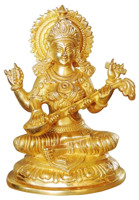 Brass Showpiece Saraswati Ji God Idol Statue  - 5*4*8 inch (BS1025 S)