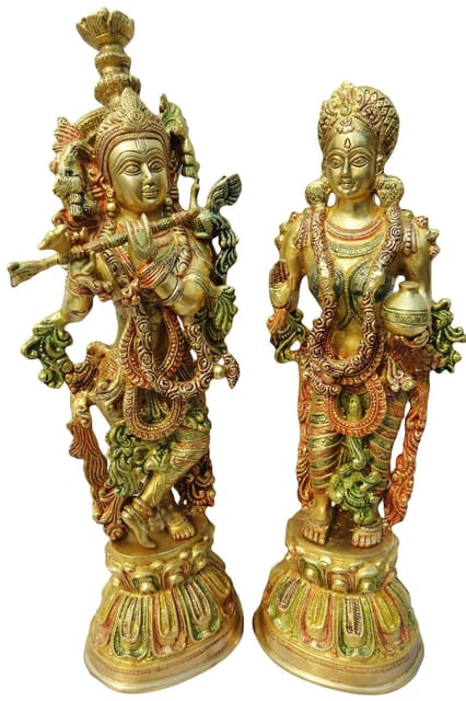 Brass Showpiece Krishan and Radha Pair God Idol Statue  - 7*5*22 inch (BS092 A)