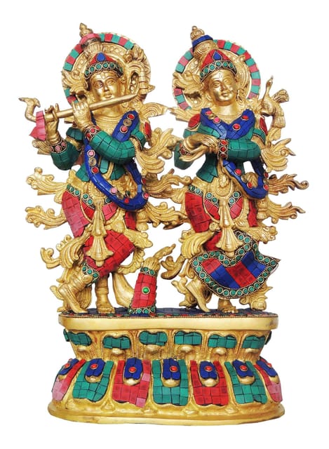 Brass Showpiece Radha krishna Big with base God Idol Statue  - 14*5.6*17 inch (BS961 B)