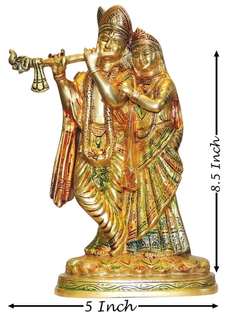 Brass Showpiece Radha Krishna God Idol Statue  - 5*4*8.5 inch (BS399 E)