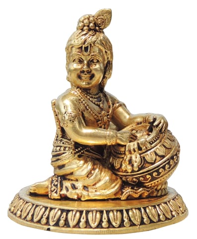 Pure Brass Makhan Krishna statue, Made From Machine  - 2.2*2.2*2.2 Inch (BS1737 D)
