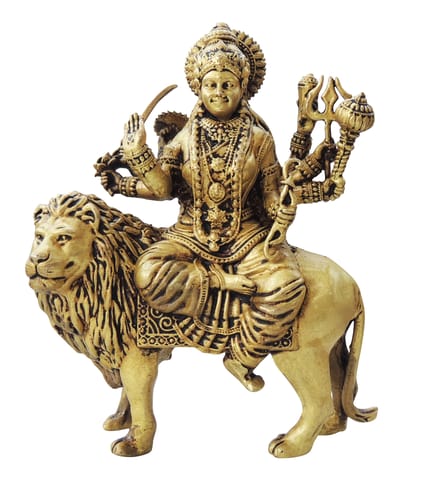 Brass Showpiece Durga ji God Idol Statue, Made From Machine - 4*1.5*5.2 Inch (BS1732 G)