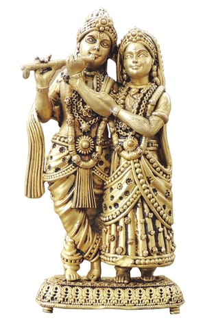 Brass Showpiece Radha Krishan Pair Statue, Made From Machine - 3*2*5.6 Inch (BS1733 F)