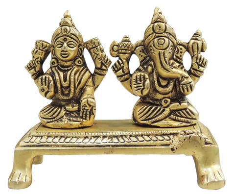 Brass Showpiece Laxmi Ganesh God Idol Statue - 3.5*2*3 Inch (BS1726 C)