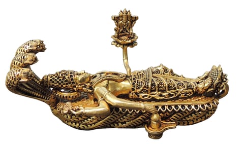 Brass Showpiece Vishnu ji With Sheshnaag Statue, Made From Machine - 6*2*3 Inch (BS1729 F)