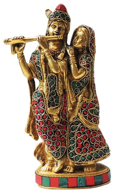 Brass Showpiece Radha Krishna God Idol Statue - 4.2*2*8.2 Inch ( BS836 A)