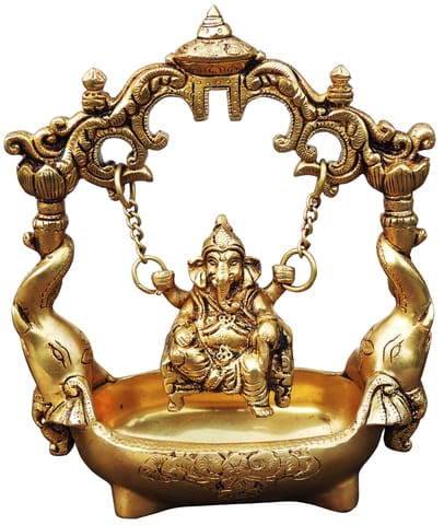 Brass Showpiece Ganesh Jhula God Idol Statue - 7*3.6*8.6 Inch (BS1757 C)