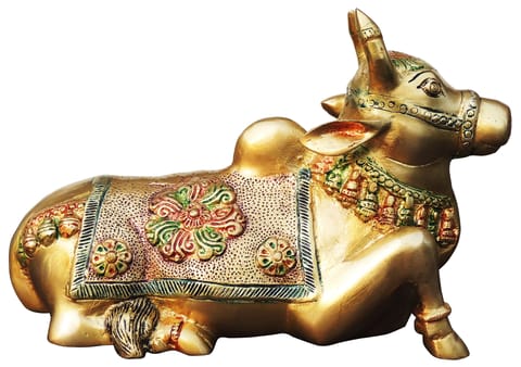 Brass Showpiece Nandi God Idol Statue - 11*4.5*7.2 Inch (BS1532 D)