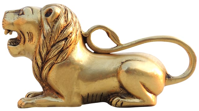 Brass Home Decorative Lion Showpiece Statue - 6.5*2*3.5 Inch (AN264 C)