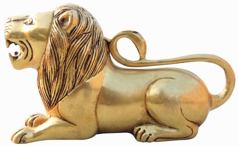 Brass Home Decorative Lion Showpiece Statue - 7.5*2.5*4.5 Inch (AN264 E)