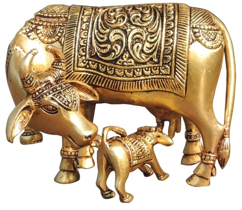 Brass Showpiece Cow With Calf God Idol Statue - 5*2.5*4 Inch (BS1771 D)