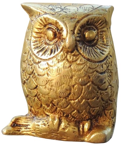 Brass Home Decorative Owl Showpiece Statue - 2.5*1.2*3 Inch (AN237 B)