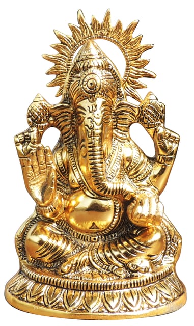 Aluminium Showpiece Ganesh Ji - 5*4*8.5 Inch (AS474 G)