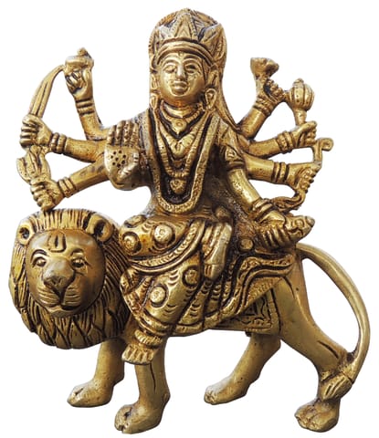 Brass Showpiece Durga Ji God Idol Statue - 5*1.5*5.5 Inch (BS1028 Z)