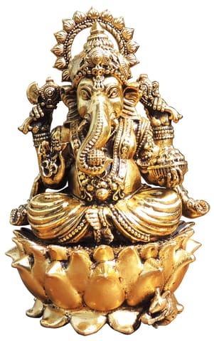 Brass Showpiece Ganesh Ji God Idol Statue - 5*4.5*7.5 Inch (BS1773 G)