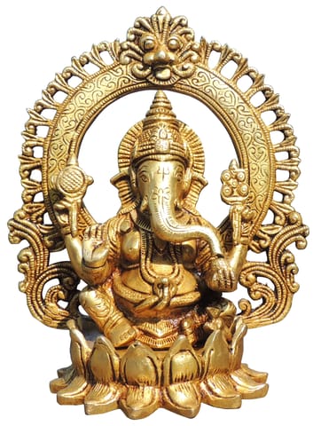 Brass Showpiece Ganesh Ji God Idol Statue - 8*5*9.2 Inch (BS1778 G)