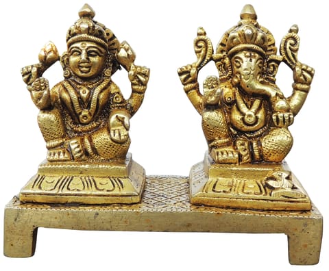 Brass Showpiece Laxmi Ganesh God Idol Statue - 4*1.7*3.5 Inch (BS645 P)