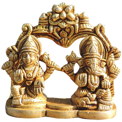 Brass Showpiece Laxmi Ganesh God Idol Statue - 3.5*1.2*3.2 Inch (BS645 R)