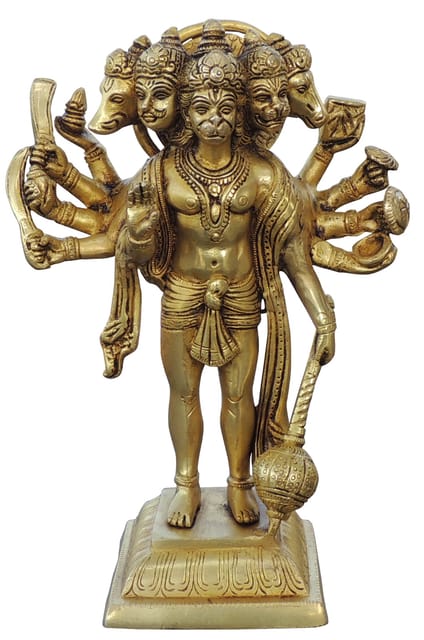 Brass Panchmukhi Hanuman Ji Idol Murti Statue - 7*3.3*10 Inch (BS1039 K)